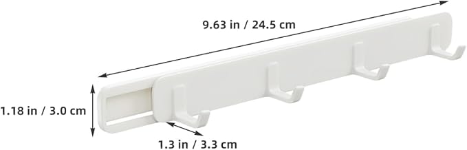 Mobestech 3Pcs Retractable Sliding Hooks with Rail Adjustable Kitchen and Bathroom Coat Rack Full Extension Storage Organizer for Closet and Laundry Room