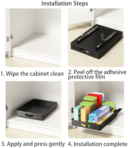 2 Pack Pull-Out Storage Organizers for Kitchen Cabinets, No-Drill Design, Chrome-Plated Steel, Ideal for Pantry and Bathroom Organization