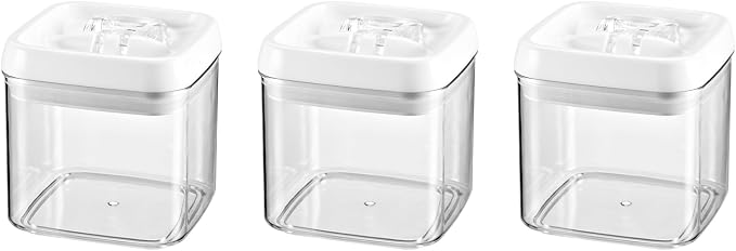 Felli Flip Tite Food Storage Container 4" Small Size Airtight Lid Lock Top, Stackable Kitchen Canister for Space Saving, Pantry Fridge Cupboard Organizer, Spice Seasoning Pet Treats Snack (0.5 qt)