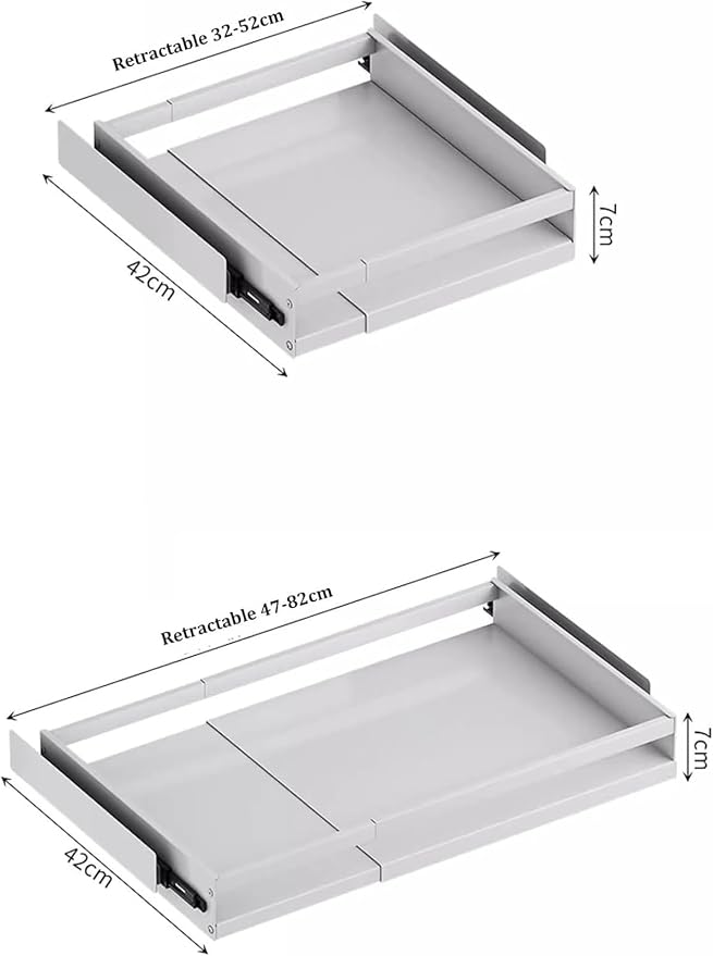 Heavy Duty Pull Out Cabinet 32x42x7cm Sliding Shelf Drawer No Drill Installation Kitchen Storage Solution Easy Access Storage for Home and Pantry，Brown 47 * 42 * 7cm(18.5 * 16.5 * 2
