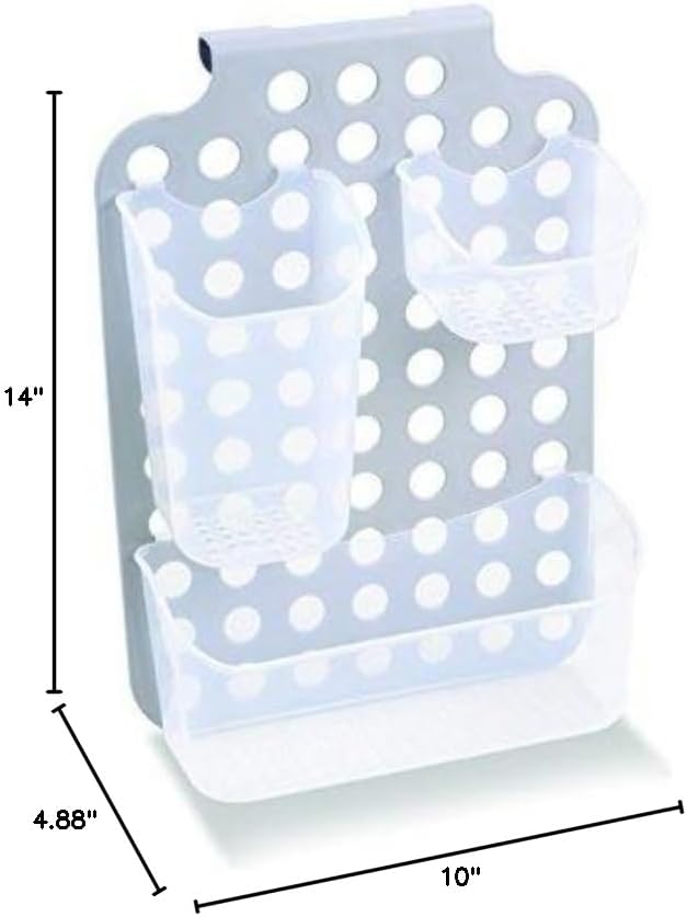 madesmart Adjustable Hanging Storage, Over-Door Organizer with 3 Adjustable Bins for Garbage Bags, Dish Soap, Sponges & Cleaning Supplies, Space-Saving Design, Grey
