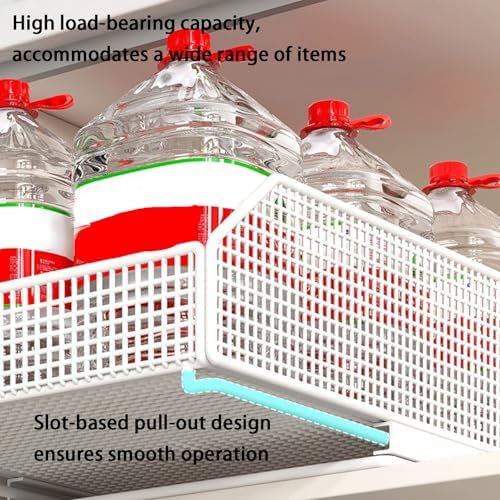 2 Pack Slide Out Cabinet Organizer Shelves, No Drill Pull-Out Storage Solution, Pantry Sliding Shelf for Kitchen, Bathroom & Bedroom Space Saver