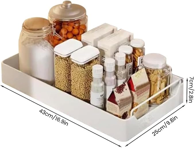 Pull Out Cabinet Organizer Slide Out Pantry Shelves With Nylon Adhesive Heavy Duty Sliding Drawer Pantry Shelf for Living Room Kitchen Bathroom Drawer Storage Box