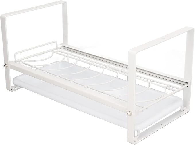 Kitchen Cabinet Storage Shelf Rack Durable Organization for Home (White)