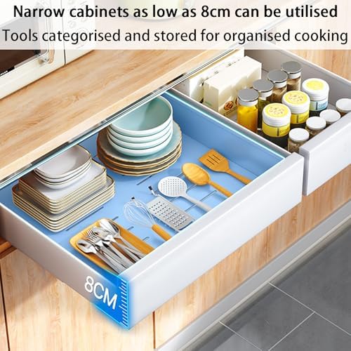 2 Pack Metal Pull Out Cabinet Organizer with Smooth Sliding Track, Removable Design for Easy Cleaning, No Drill Adhesive, Ideal for Pantry, Kitchen, Bathroom Storage