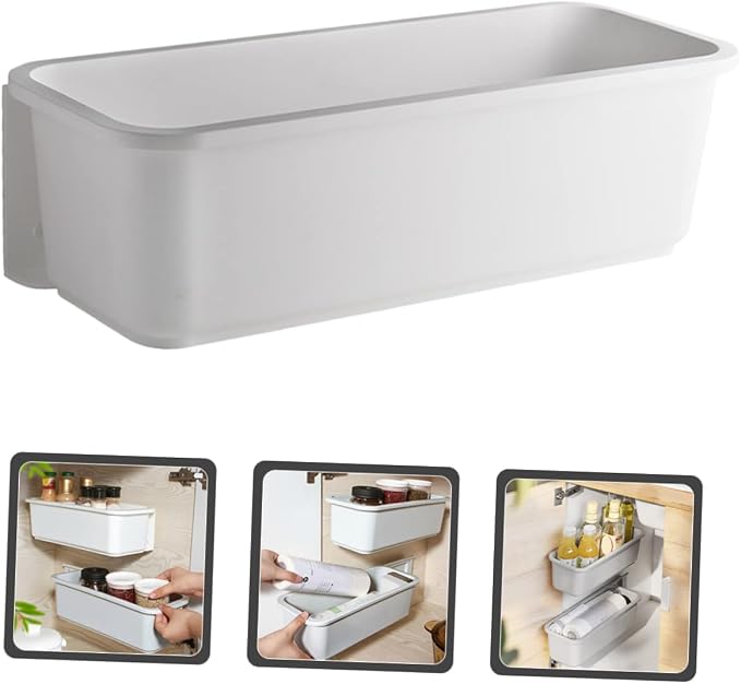 Self-adhesive Wall Mount Storage Container Expandable Hanging Organizer for Kitchen Bathroom Closet