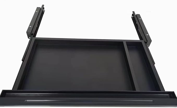 Under Desk Mounted Sliding Drawer to pull out, Attachable Desk Pencil Drawer Ball-Bearing Slides (Black)