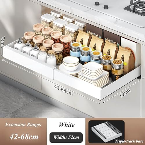 2-Pack Under Sink Organizer - Expandable Pull-Out Sliding Drawers for Bathroom & Kitchen, Adjustable Length Multi-Purpose Roll-Out Shelf for Efficient Storage Solutions