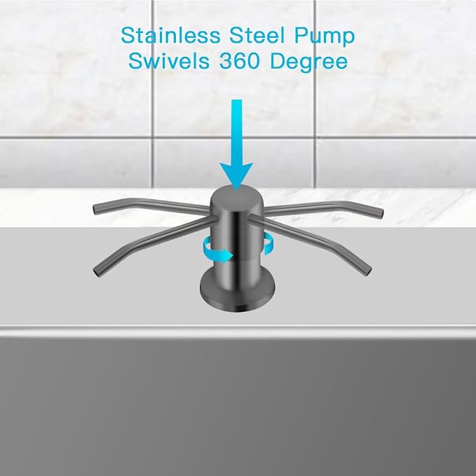 OHiHi Dish Soap Dispenser for Kitchen Sink, Countertop Sink Soap Dispenser Water Pump with 47” No-Spill Extension Tube Kit Design for Kitchen Bathroom, No More Refills （Gray）