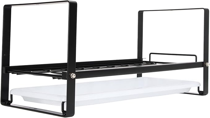 Kitchen Cabinet Storage Shelf Rack Durable Organization for Home (Black)