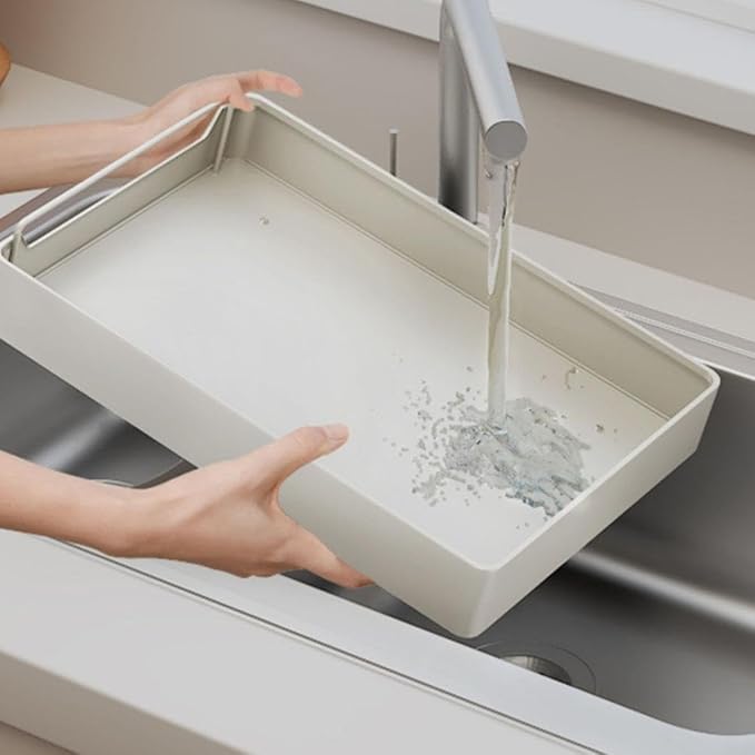 Pull Out Cabinet No Drill No Nails Sliding Storage Solution for Kitchen & Bathroom White 43x30x7cm Easy to Install Space Saving Design，White 43 * 40 * 7cm