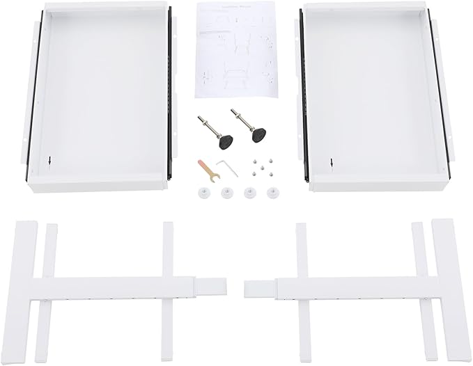 2-Tier Pull Out Cabinet Organizer, Slide Out Drawers with 2 Guide Rails, No Drill Pull Out Drawers Cabinets Shelves for Home Kitchen Pantry (White)