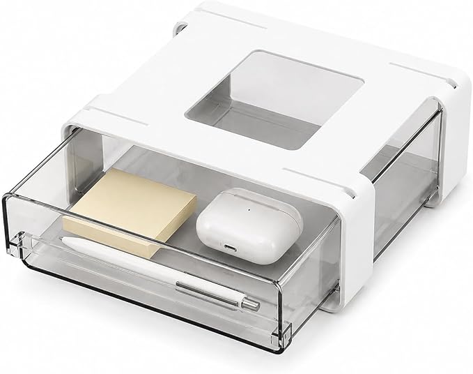 Under Desk Drawer Organizer, Hidden Pull-Out Storage with Large Capacity, Adhesive No Drill Under Desk Drawer for Office Desk Organization,L