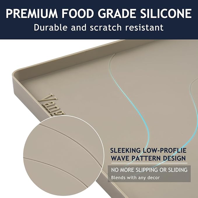 Heavy Duty Silicone Under Sink Mats for Kitchen Waterproof 25" x 22", Extra Thick Under Sink Rubber Mat Drip Tray, Raised Edge Under Sink Liner,Prevent Drips, Leaks, Spills,Brown