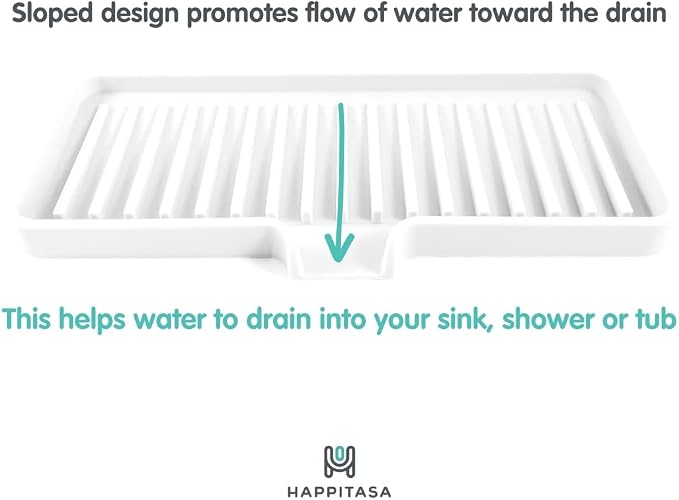 Silicone Soap Dish Tray and Sponge Holder with Drain Chute, Rectangular, Kitchen and Bathroom Sink Organizer (Dark Chocolate, 9"x3.5")