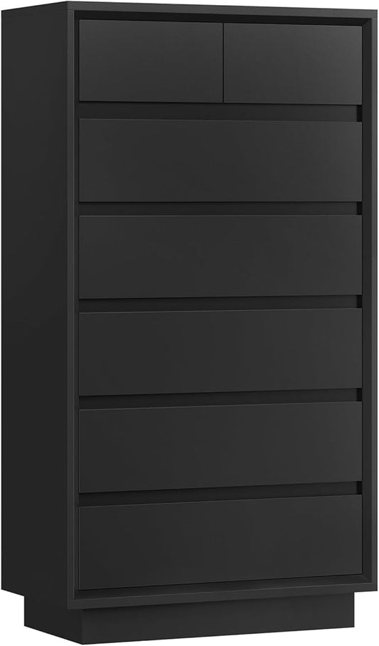 TEENFON 51.6" Tall Dresser for Bedroom with 7 Drawers, Black Dresser with Metal Slide, Bedroom Dressers, Wood Dressers & Chests of Drawers for Bedroom, Hallway, Black