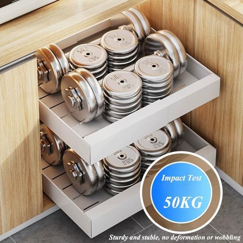 2-Pack Under Sink Organizer - Expandable Pull-Out Sliding Drawers for Bathroom & Kitchen, Adjustable Length Multi-Purpose Roll-Out Shelf for Efficient Storage Solutions