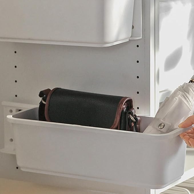 Ipetboom Cabinet Pull out Drawer Organizer Gray, Wall Mounted No-drill Kitchen Storage Box with Sliding Tray for Utensils and Silverware, Space-saving Pantry and Cabinet Organizer