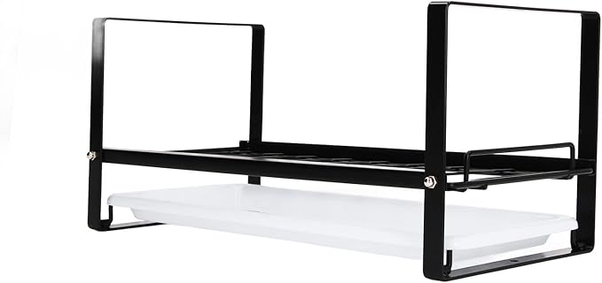 Kitchen Cabinet Storage Shelf Rack Durable Organization for Home (Black)