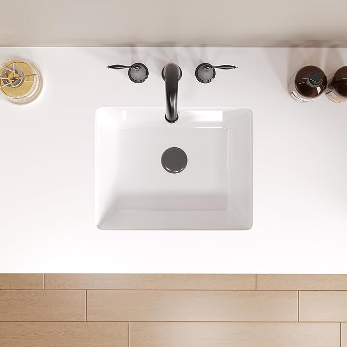 14in Undermount Bathroom Sink Rectangular, 14" x12.6" Small Vessel Sink Rectrangle Undermount Bathroom Sink White Ceramic Lavatory Vanity Vessel Sink with Overflow