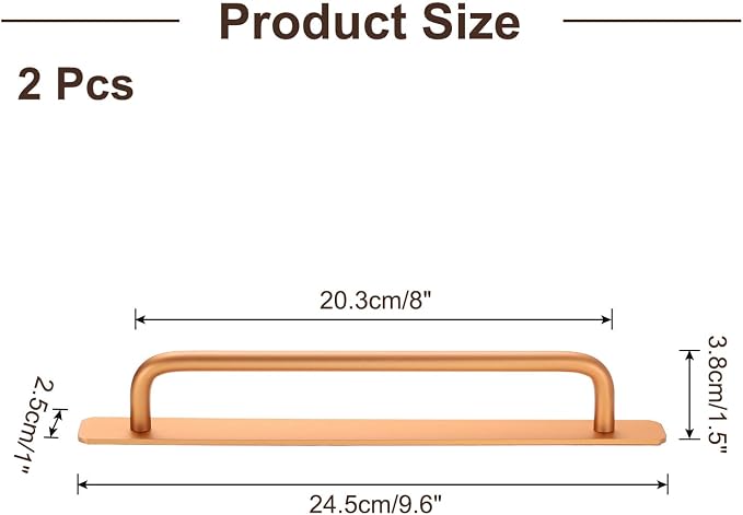 uxcell 2pcs Adhesive Cabinet Handle 9.6" No Drilling Closet Door Stick on Handle Drawer Pulls Aluminum Alloy for Kitchen Cupboard Window Sliding Closet Door, Gold Tone