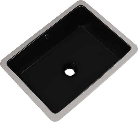 18 Inch Matte Black Undermount Bathroom Sink Small Rectangle Undermount Sink Black Under Counter Bathroom Sinks with Overflow (18-1/2"x14")