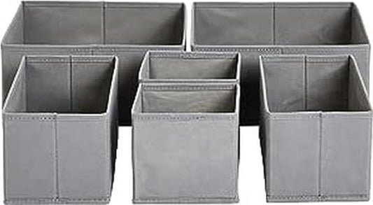 Amazon Basics Cloth Drawer Storage Organizer Boxes for Socks, Underwear and Baby Items Gray (Pack of 60)