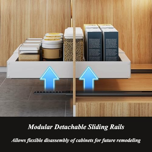 Under Sink Organizer 2 Pack - Expandable Pull-Out Sliding Drawers for Bathroom & Kitchen, Adjustable Length Multi-Purpose Roll-Out Shelf for Efficient Storage Solutions