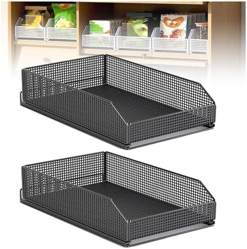 2 Pack Pull Out Cabinet Organizer, Sliding Shelves for Kitchen & Bathroom, No Drill Fixed Storage Solution, Pantry Storage, Easy Slide Design for Space Saving & Clutter-Free Living