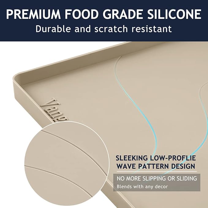 Heavy Duty Silicone Under Sink Mats for Kitchen Waterproof 22" x 22", Extra Thick Under Sink Rubber Mat Drip Tray, Raised Edge Under Sink Liner,Prevent Drips, Leaks, Spills,Taupe