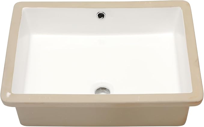 Lordear Undermount Bathroom Sink 22x16 Inch White Porcelain Ceramic Rectangular Bathroom Vanity Sinks Under Counter Sink Basin with Overflow