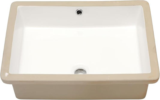 Lordear Undermount Bathroom Sink 22x16 Inch White Porcelain Ceramic Rectangular Bathroom Vanity Sinks Under Counter Sink Basin with Overflow