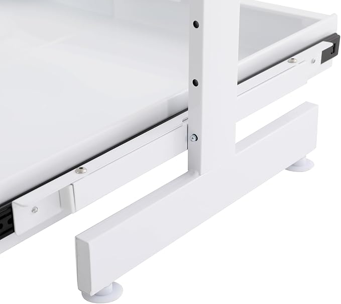 Pull Out Cabinet Organizer, Expandable Slide Out Shelves for Kitchen Cabinet (W 16"-24", H 18.5"-35.4"), No Drill 2-Tier Rolling Drawers, Slide Out Storage Rack for Pantry, Under Sink (White)
