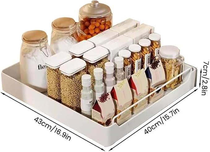 Pull Out Cabinet Organizer Slide Out Pantry Shelves With Nylon Adhesive Heavy Duty Sliding Drawer Pantry Shelf for Living Room Kitchen Bathroom Drawer Storage Box