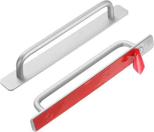 uxcell 2pcs Adhesive Cabinet Handle 8.3" No Drilling Closet Door Stick on Handle Drawer Pulls Aluminum Alloy for Kitchen Cupboard Window Sliding Closet Door, Silver Tone