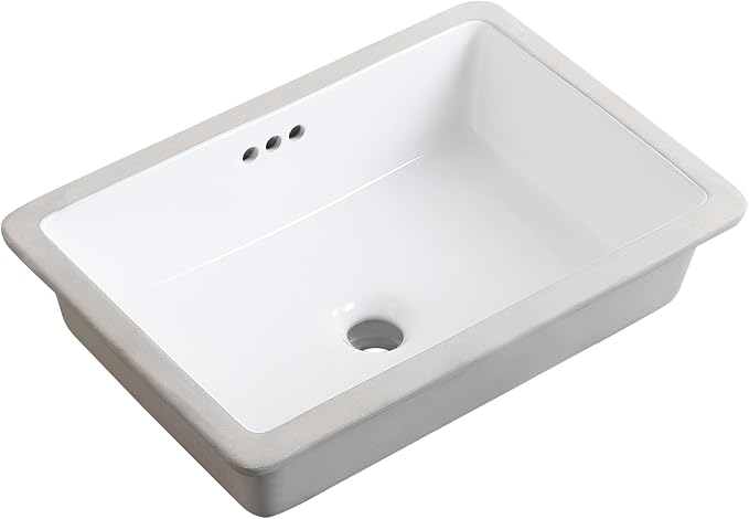 20 Inch Undermount Bathroom Sink Rectangular Undermount Sink White Ceramic Under Counter Bathroom Sinks with Flat Overflow Type (19.8"x 13.7")