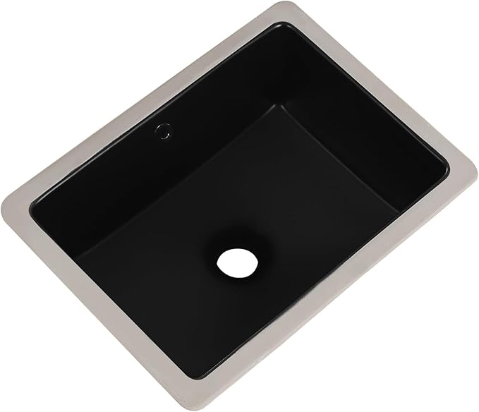 16 Inch Matte Black Undermount Bathroom Sink Small Rectangle Undermount Sink Black Under Counter Bathroom Sinks with Overflow (15-3/4"x11-3/4")