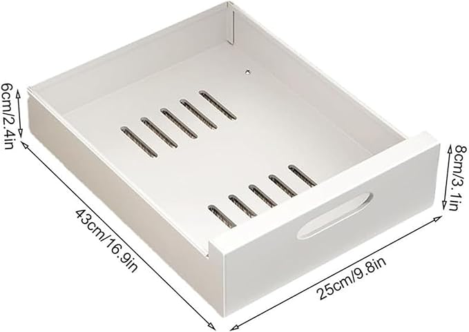 2PCS - Pull Out Cabinet Organiser, Drill-Free Slide Out Drawer Storage Shelves, Heavy Duty Sliding Drawer Organizer for Kitchen Cupboard for Kitchen Cupboard Bathroom(White,25cm)
