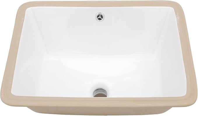 Mocoloo Undermount Bathroom Sink 20 x 15 Rectangle Porcelain White Ceramic Bathroom Sink 7 1/2 Inch Deep with Overflow Drain Lavatory Vanity Sink Under Mounted the Counter