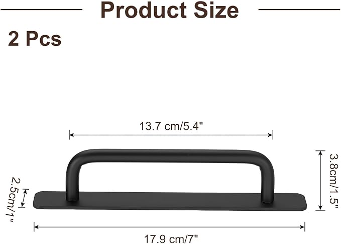 uxcell 2pcs Adhesive Cabinet Handle 7" No Drilling Closet Door Stick on Handle Drawer Pulls Aluminum Alloy for Kitchen Cupboard Window Sliding Closet Door, Black