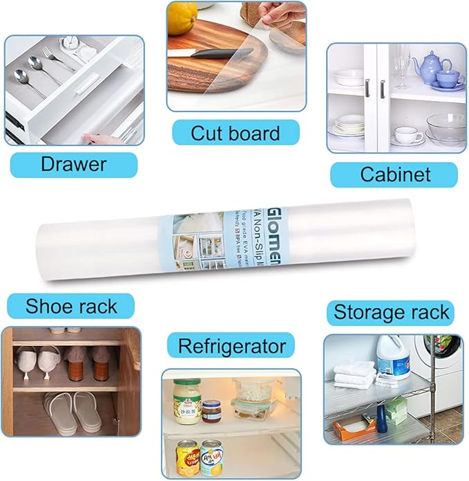 Shelf Liner, Non-Slip Cabinet Liner, Washable Oil-Proof for Kitchen Cabinet, Shelves, Refrigerator, Storage, Desks, 36 Inches x 20 FT, Non Adhesive Drawers Liner… (36 Inches x 20 FT, Thickened)