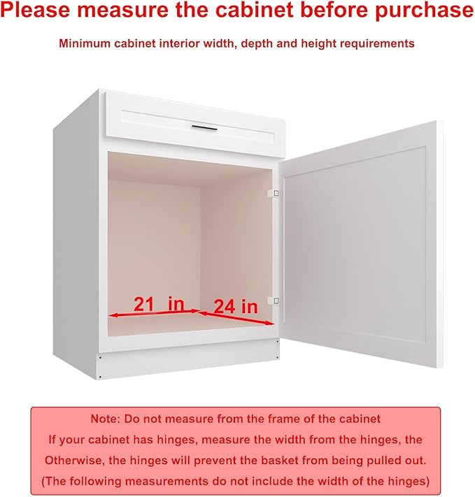Wooden Pull out Cabinet Organizer 20" W x 21" D x 3.35" H, Heavy Duty Slide Out Drawers Pull-Out Home Organizers for Kitchen Cabinets