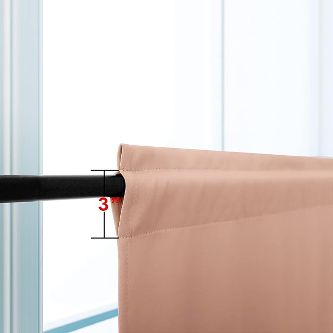 KOUFALL Blush Pink Blackout Curtains for Bedroom Girls Short Small Window Curtains for Girls Room Bathroom 34 x 24 Inch Length