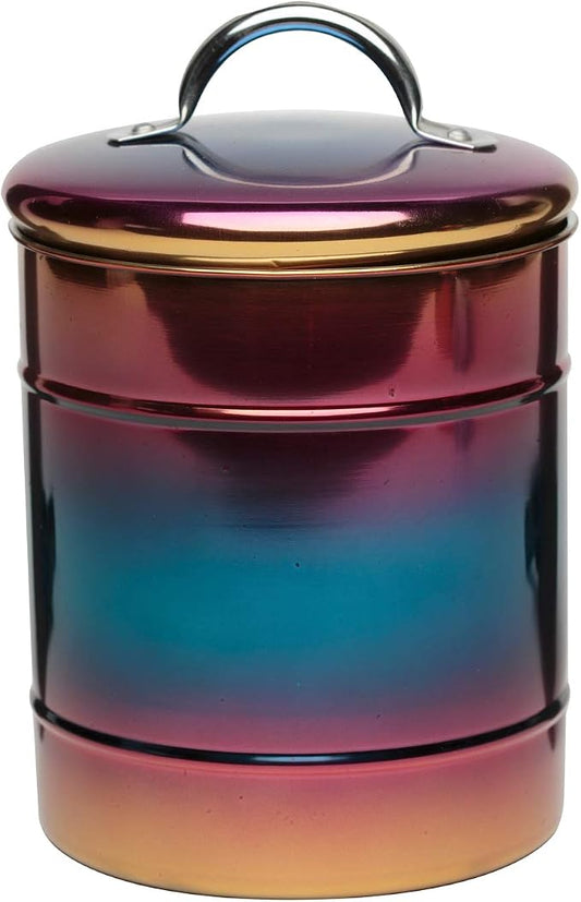 Amici Home Rainbow Metal Storage Canister | Dry Food Storage Container | Airtight Lid | 38 Ounce Capacity | Modern Home Décor | Decorative Metal Canister for Kitchen Countertop