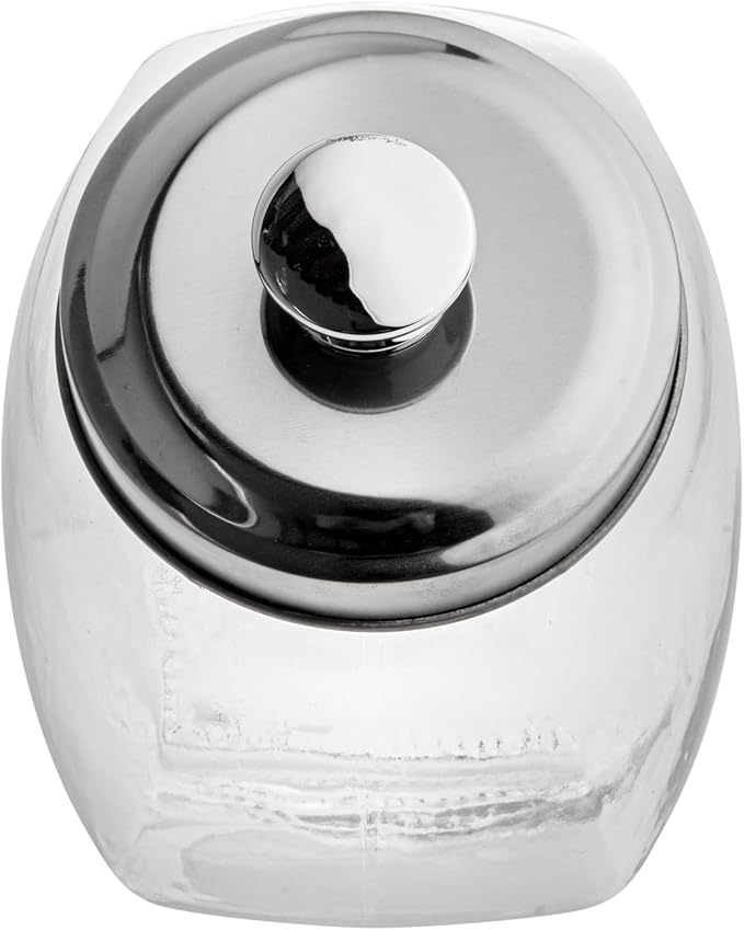 Restaurantware Vetri 0.3 Gallon Penny Jar 1 Durable Candy Jar - With Wide Spout Chrome Lid Clear Glass Cookie Jars For Kitchen Counter Dishwashable