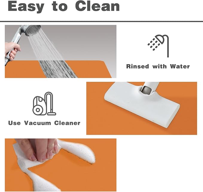 TYUU Bathroom Mat Quick Dry, Bathroom Rugs Non Slip Washable Thin Absorbent Bath Mat Fits Under Door Bathroom Floor Mat Perfect for Bath, Shower, or Sink 20"x30" Orange