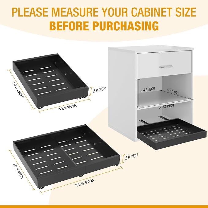 Expandable Pull Out Drawers for Cabinets(Black) : Kitchen and Pantry Organizer, Sliding Cabinet Organizer with Adhesive, Under Sink and Pots Storage, Depth 16.5". expandable pull out cabinet organizer