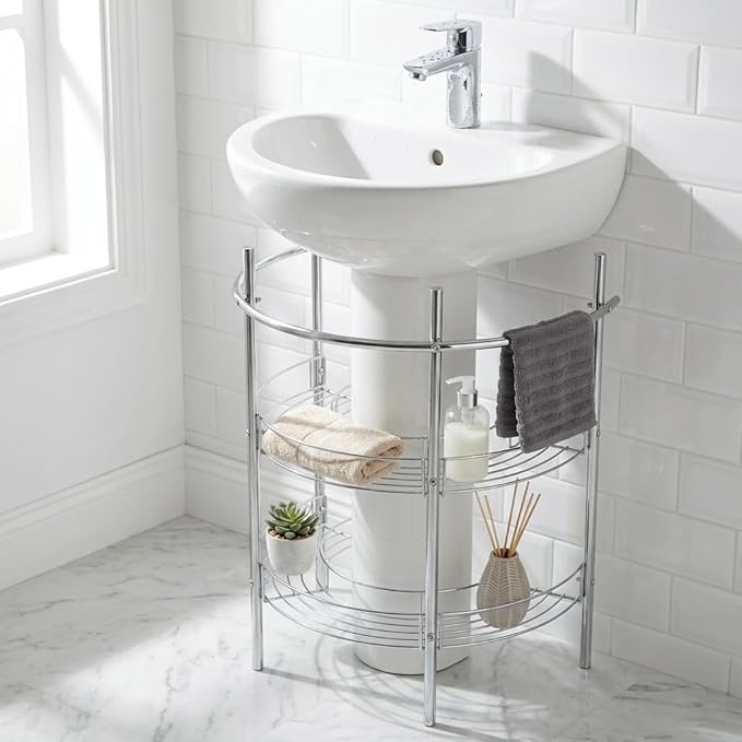 Croydex AJ401341 Chrome Plated Under Basin Storage Unit