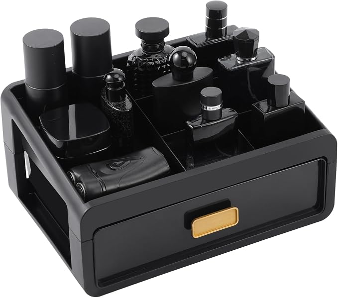 EHORIA Cologne Organizer for Men,Bathroom Organizers,Cologne Organizer,Dresser Organizers,Bathroom Sink Organizer,Counter Storage,Cologne Stand,Drawer Perfume Display Holder,Gifts for Mens(BLACK)
