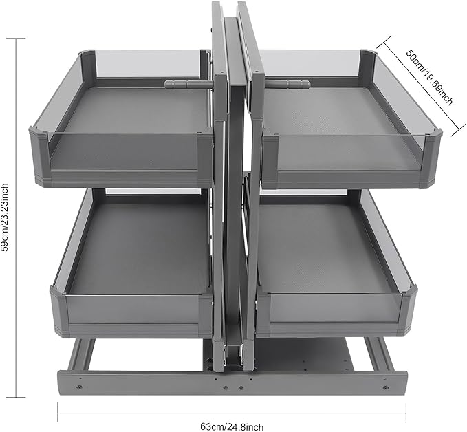 Blind Corner Cabinet Pull Out 2 Tier, Kitchen Cabinet Organizer, Left & Right Open Compatible, Blind Corner Kitchen or Bathroom Cabinets, Height Adjustable